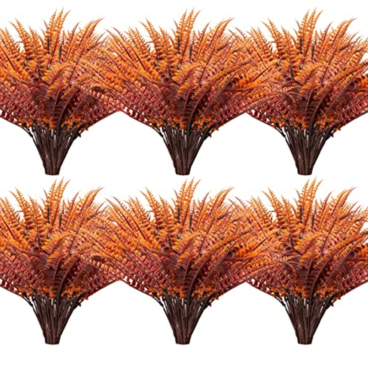 12 Bundles Artificial Fall Plants, Fake Boston Fern Greenery Outdoor UV Resistant No Fade Faux Plastic Plants Garden Porch Window Box Decorating(Fall Boston Fern)